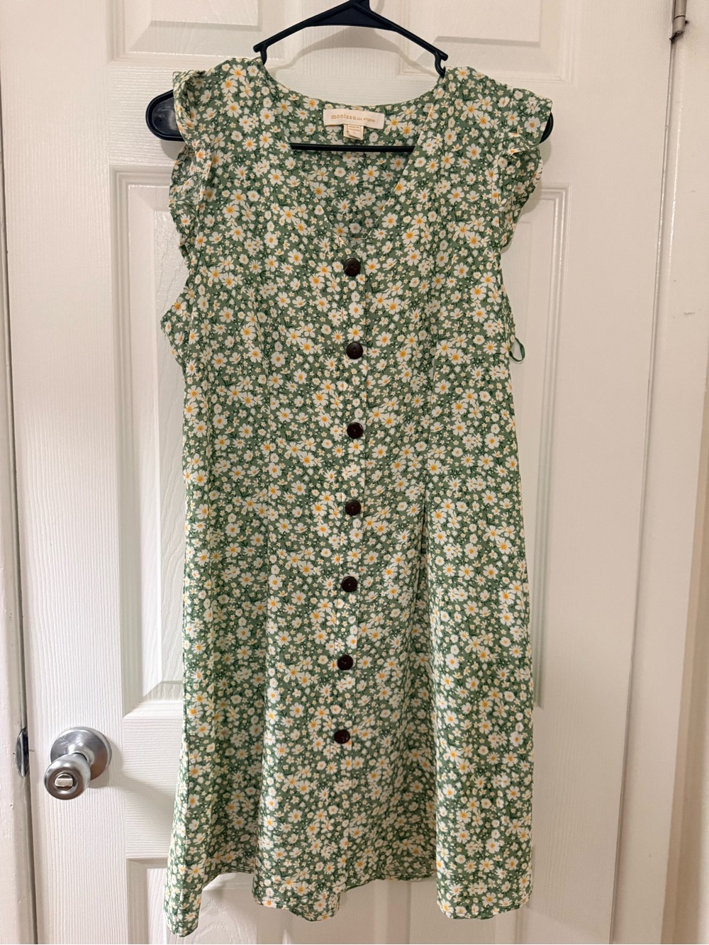 Monteau Green Floral Button-Front Sundress